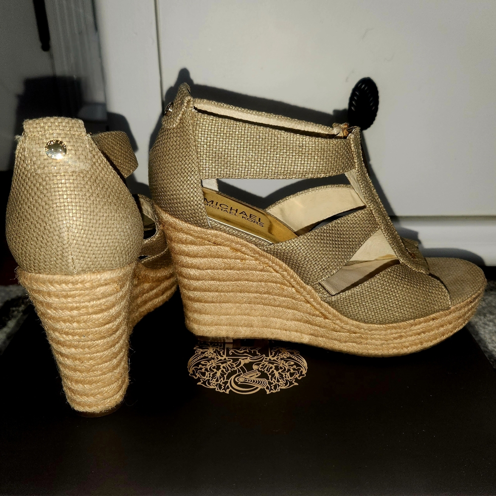 Michael Kors Gold Wedge Sandals - Picture 2 of 4